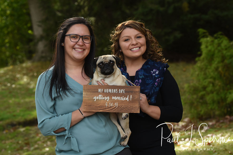 Brittany & Alisa pose for a photo during their October 2018 engagement session at Roger Williams Park in Providence, Rhode Island.