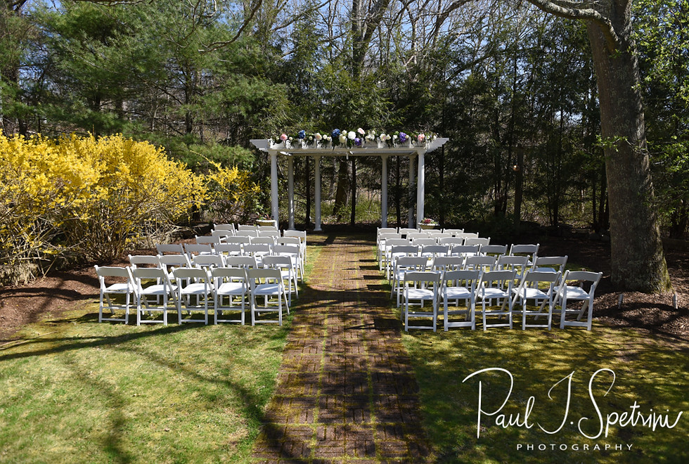 A look at the ceremony site prior to Nate & Kaytii’s May 2018 wedding at Meadowbrook Inn in Charlestown, Rhode Island.