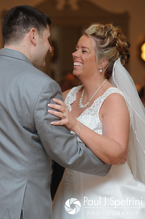 Angela and Shawn share their first dance at their spring 2016 Rhode Island wedding at the Hotel Viking in Newport, Rhode Island.