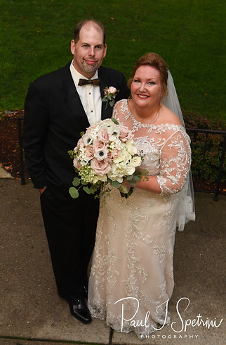 Patti & Bob pose for a formal photo following their August 2018 wedding ceremony at the Walter J. Dempsey Memorial Bandstand in Norwood, Massachusetts.