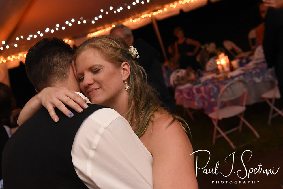 Josh and Kim dance during their September 2018 wedding reception at their home in Coventry, Rhode Island.