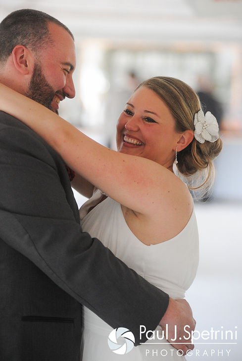 Latasha and Justin's share their first dance during their May 2016 wedding reception at Country Gardens in Rehoboth, Massachusetts.