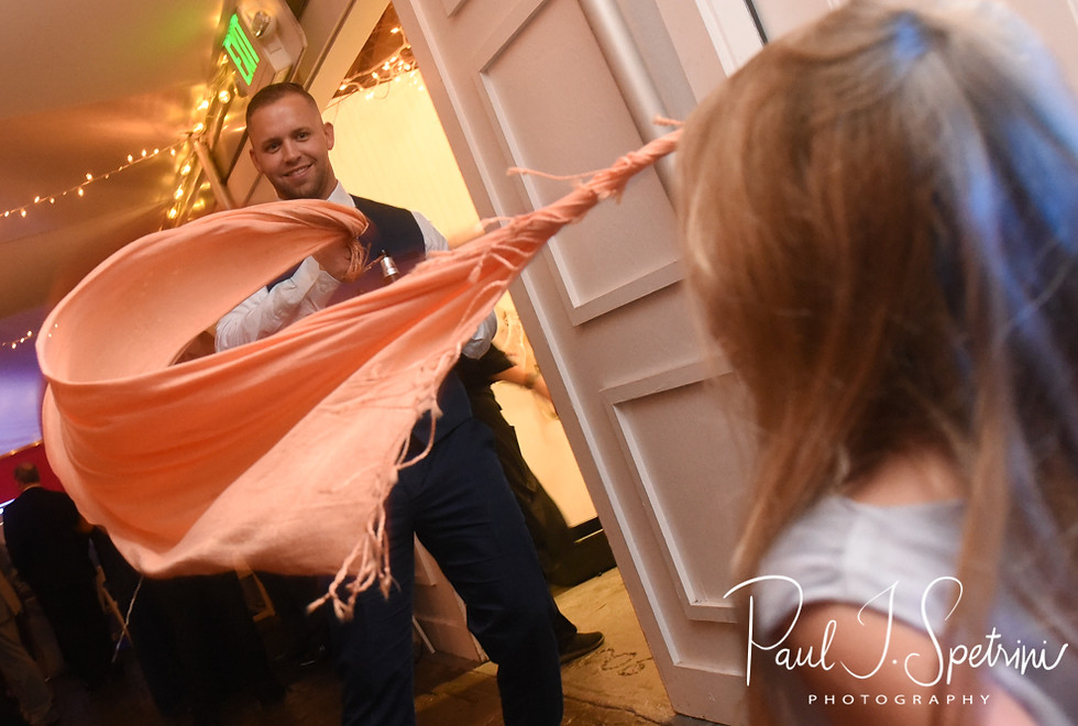 Guests dance during Amanda & Justin’s November 2018 wedding reception at Five Bridge Inn in Rehoboth, Massachusetts.