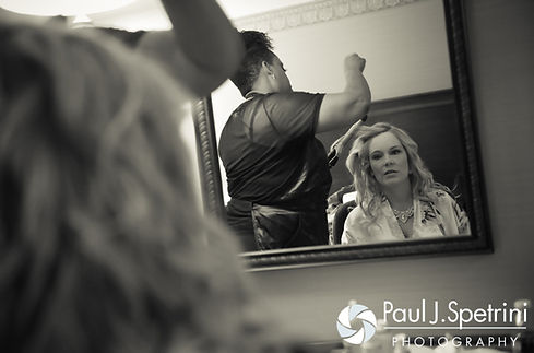 Michelle has her hair done prior to her May 2016 wedding at Hillside Country Club in Rehoboth, Massachusetts.