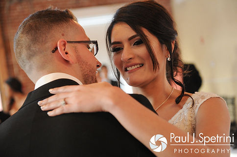 Maria and Sebastian dance at their March 2016 wedding reception at Falores Restaurant in Pawtucket, Rhode Island.