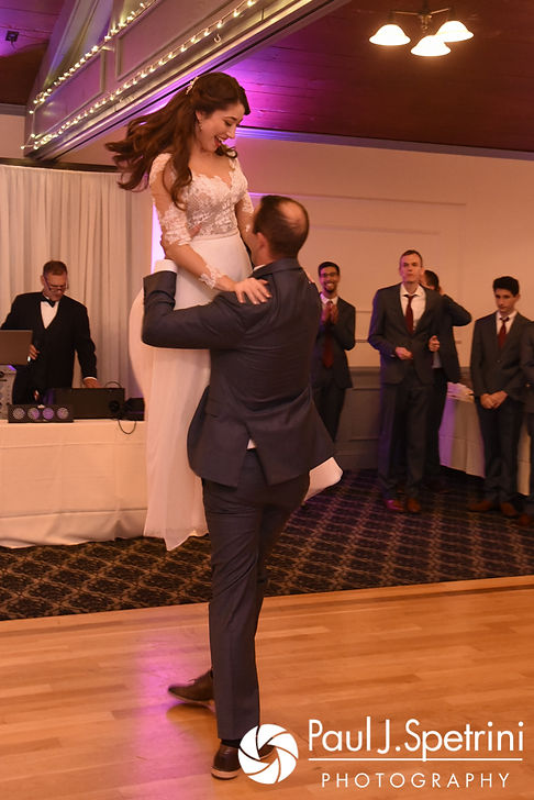 Keiran and Jessica dance during their October 2017 wedding reception at Crystal Lake Golf Club in Mapleville, Rhode Island.