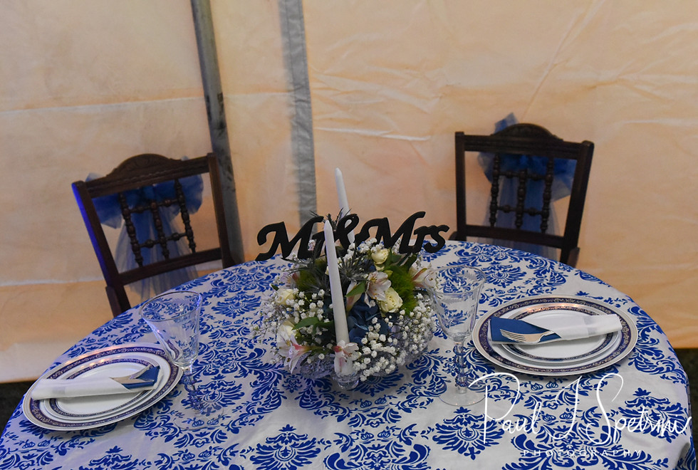 A look at the sweetheart table during Josh & Kim’’s September 2018 wedding reception at their home in Coventry, Rhode Island.