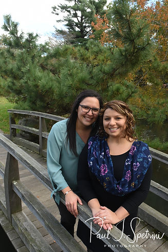 Brittany & Alisa pose for a photo during their October 2018 engagement session at Roger Williams Park in Providence, Rhode Island.