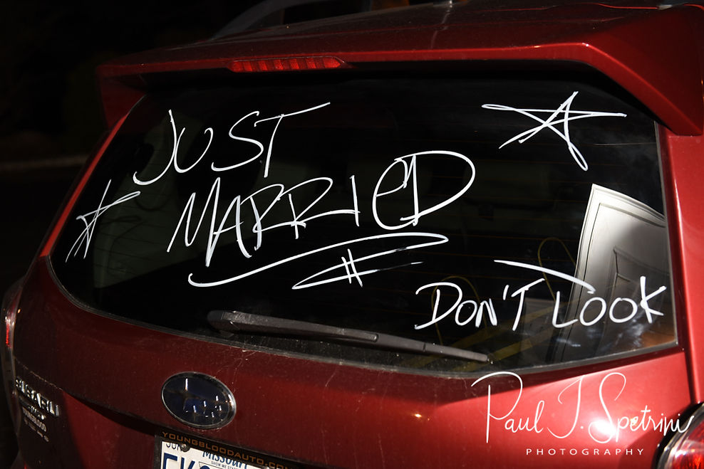 A car is written on following Nate & Kaytii’s May 2018 wedding ceremony at Meadowbrook Inn in Charlestown, Rhode Island.
