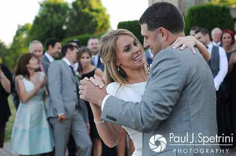 Amy and DJ share their first dance as man and wife during their June 2016 wedding reception at Aldrich Mansion in Warwick, Rhode Island.
