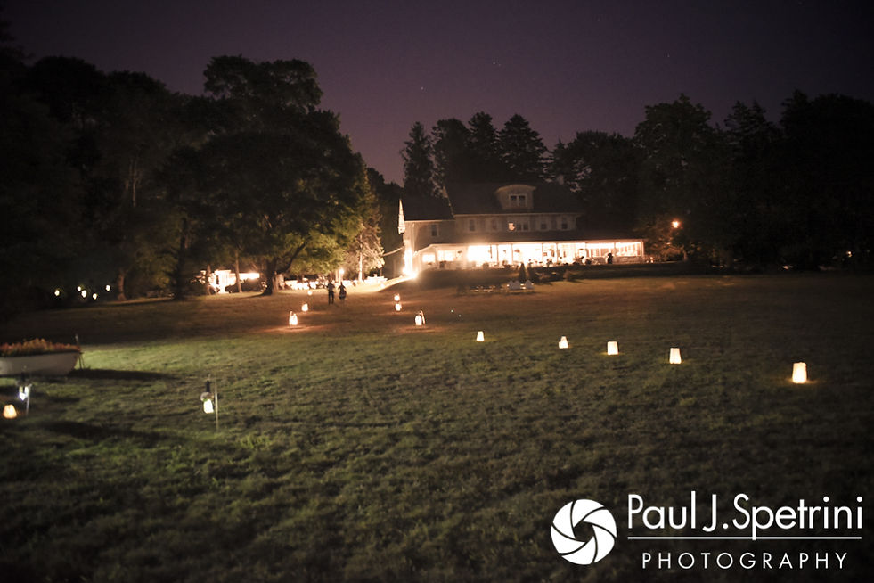 A look at the outside decorations on display during Rebecca and Kelly's August 2017 wedding reception in Warwick, Rhode Island.