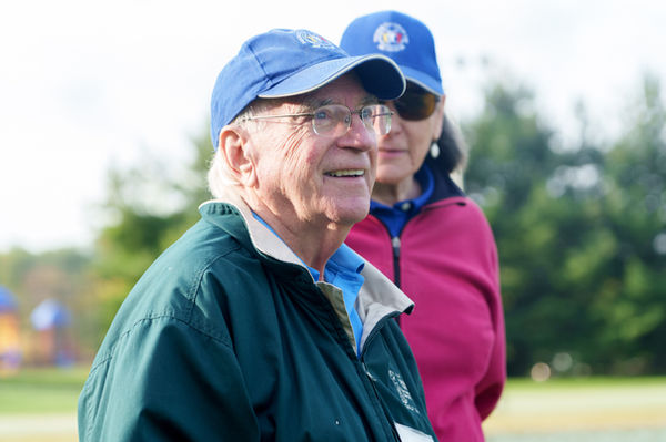 Attendees looking ahead during last year’s Helicopter Ball Drop event.