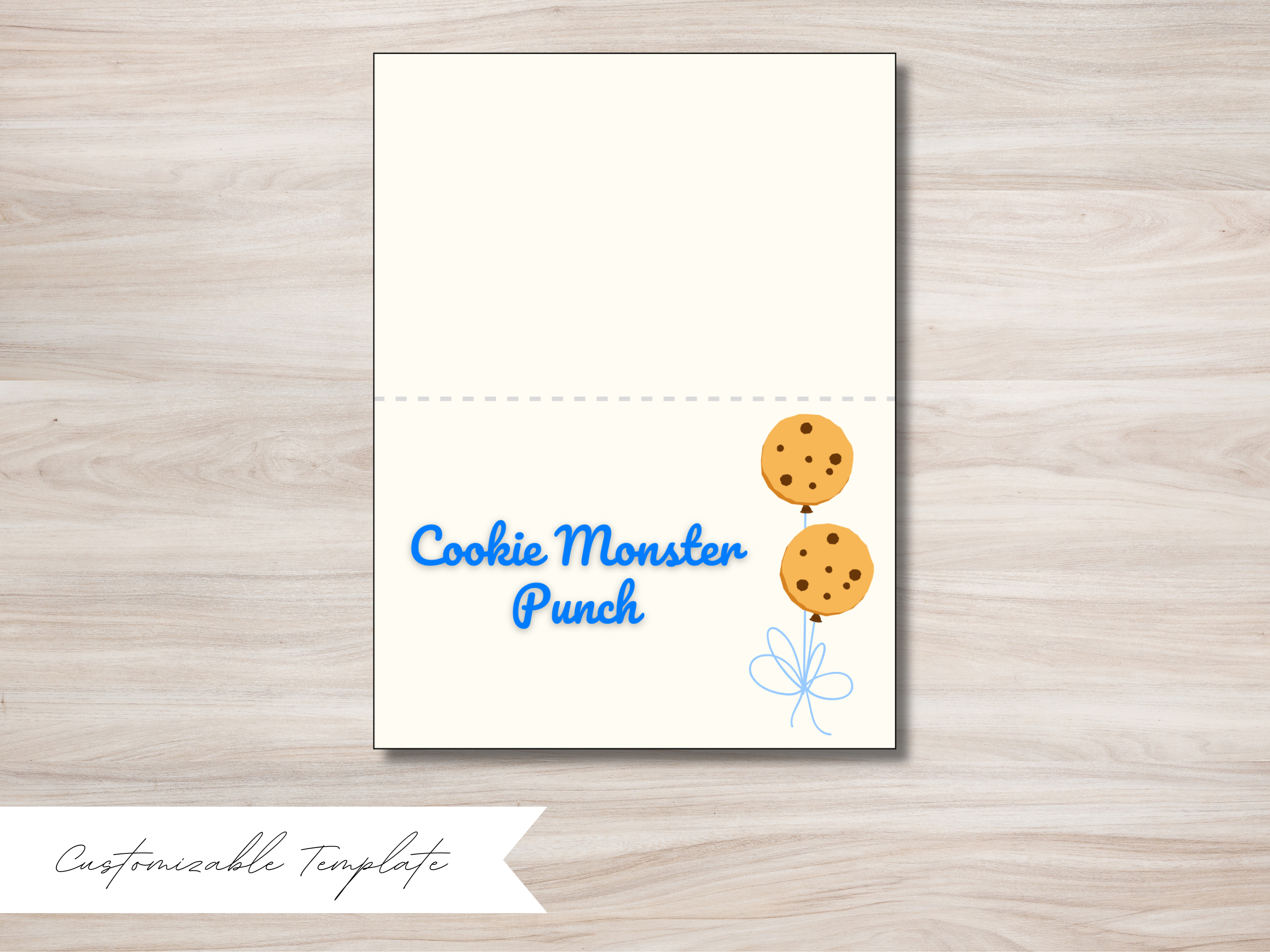 Cookie Monster Birthday Party Food Tents - CUSTOMIZABLE TEMPLATE