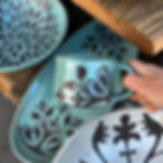 Couch Mug in Arliss Pattern in Speckled Turquoise