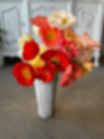 Carved Vase with Fresh Iceland Poppies from the Garden