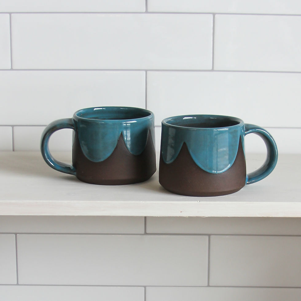 Thumbnail: 8oz Scalloped Mug, Dark Teal Blue