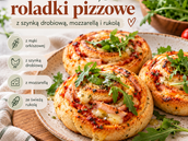 Domowe roladki pizzowe z szynką drobiową, mozzarellą i rukolą 🍕