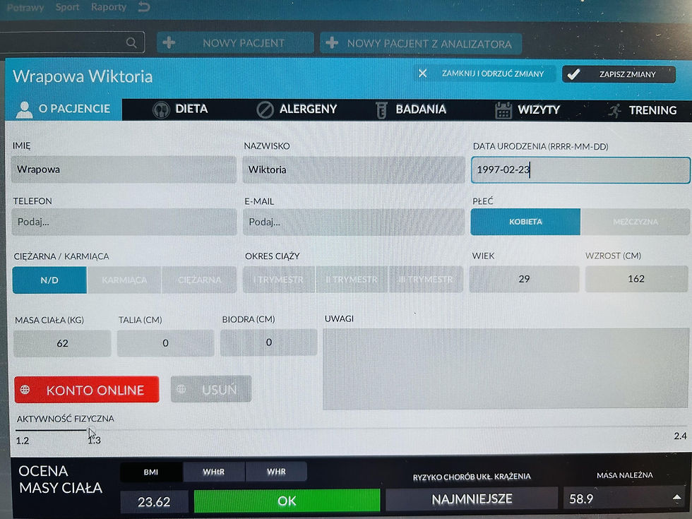 Informacje o pacjentce: Wrapowa Wiktoria