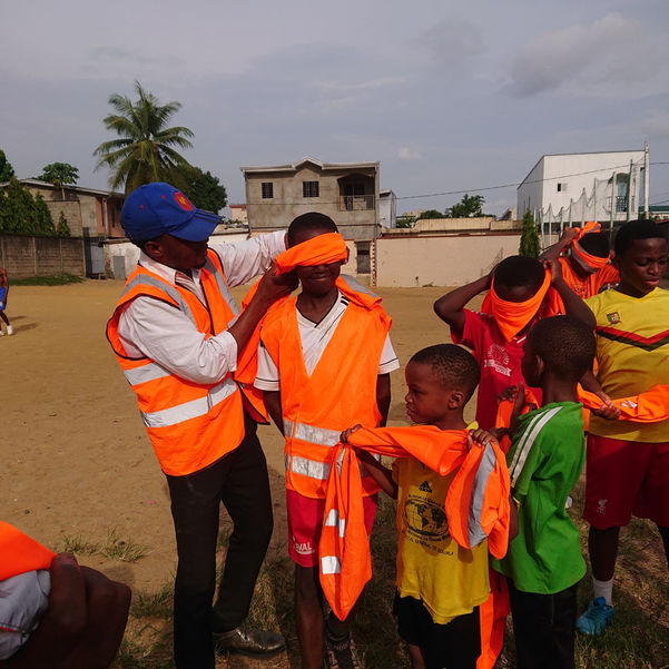 Afidi volunteers and children at a free summer camp in Cameroon, Central Africa