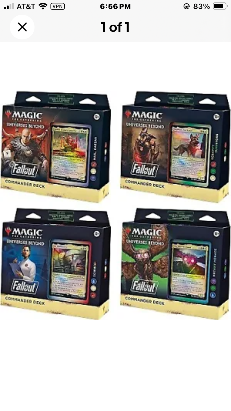 Set of 4 Magic The Gathering Fallout Commander Deck Bundle (4 Decks)