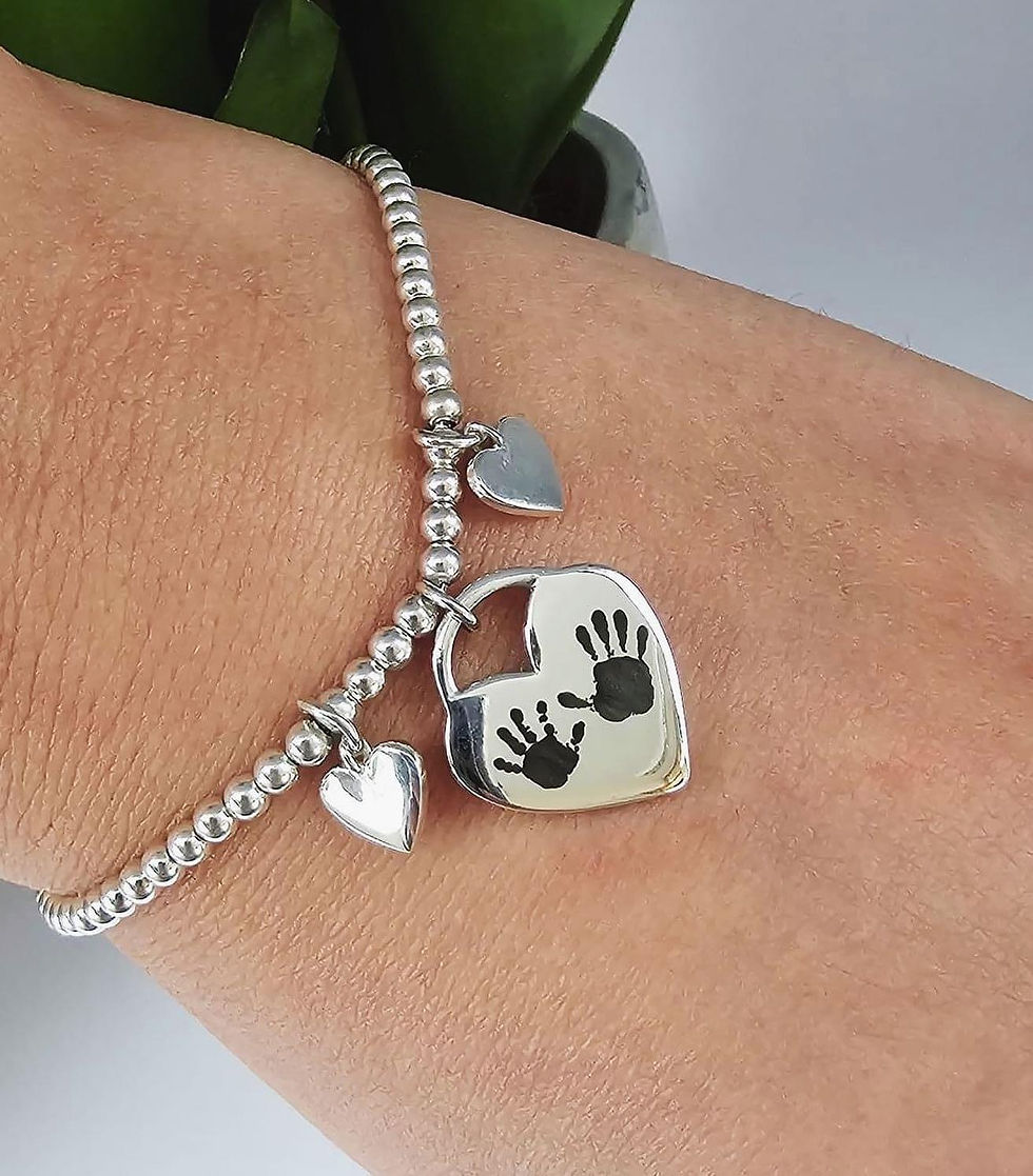 Beaded Triple Heart Adjustable Engraving Bracelet