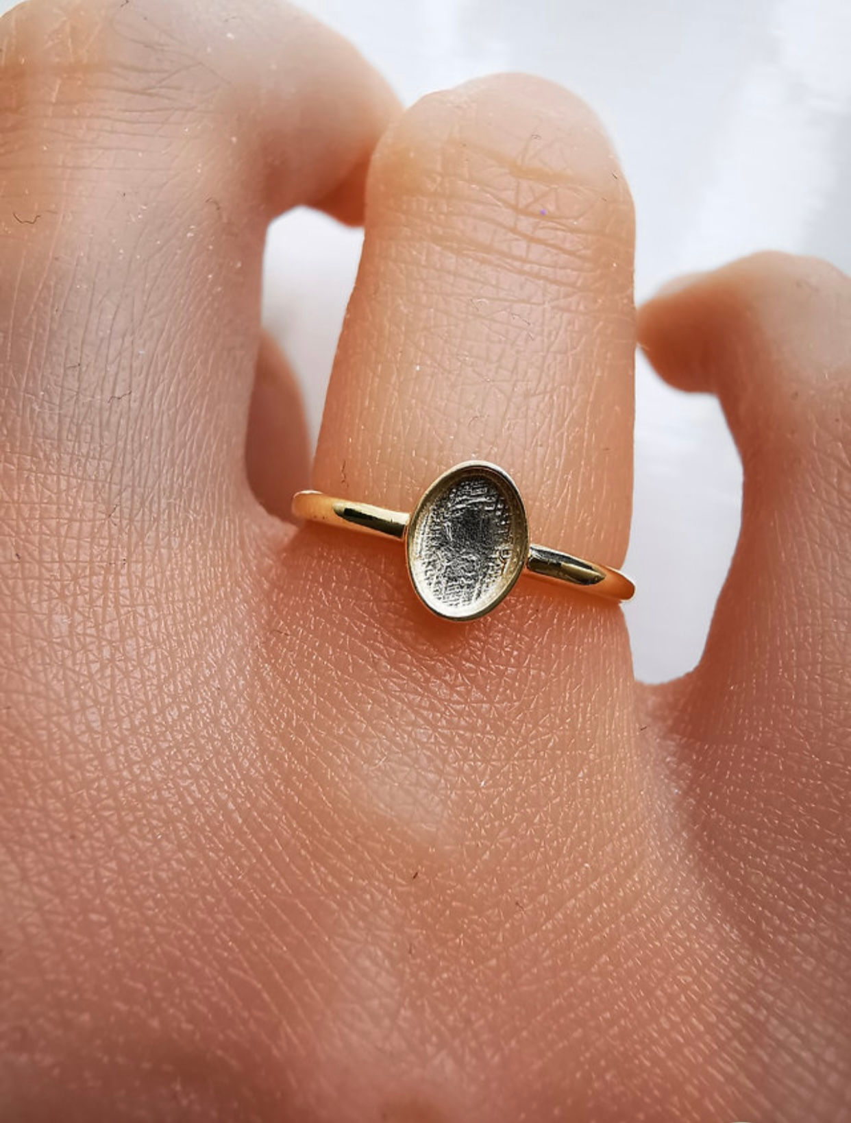 9K Solid Gold Oval Plain Ring