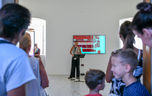 3RD-SPC./RP – project no. 4, with Anna-Maria Bogner, Lars Breuer, Julia Bünnnagel, Snorre Elvin, Igor Eškinja, Lina Franko, Daniela Georgieva, Igor Grubić, Denis Krašković, David Kummer, Mak Murtić, Linda Nadji, Marie Ogoshi, Mariana Pende, Martin Pfeifle, Andi Slawinski, Christoph Speit, Mari Ángeles del Valle, Mirko Tschauner and Christoph Westermeier
Project opening at the Art Association RIZOM [ K ], Frankopan Castle | © Juraj Vuglač
