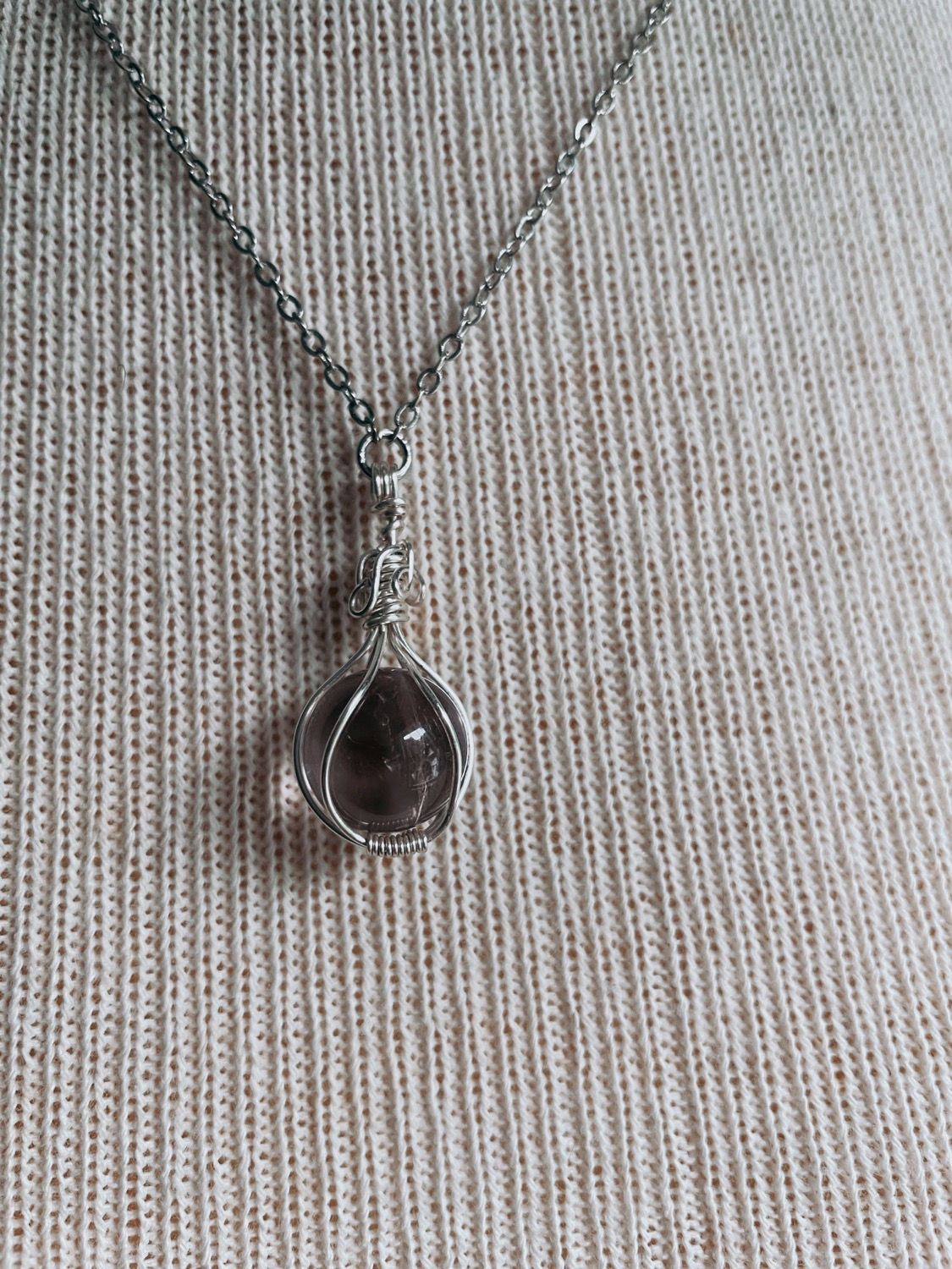 Handmade Amethyst Sphere Wite Wrapped Crystal Necklace