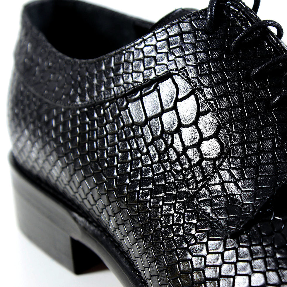 Thumbnail: Genuine Black Piton Snake Leather Dress Shoes