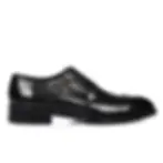 Black Leather Double Monk Strap Shoes