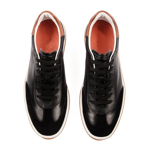 Black Tobacco Suede and Leather Sneakers | Gacco Shoes