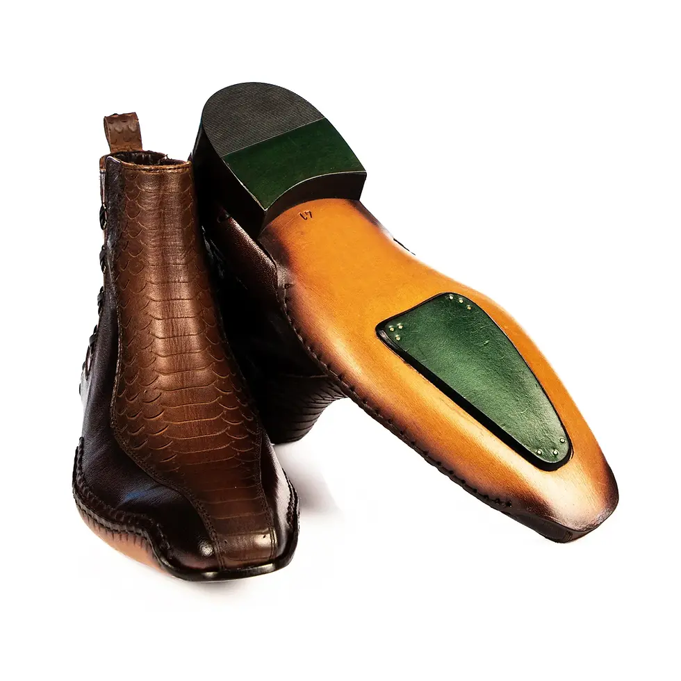 Миниатюра: Genuine Piton and Buffalo Leather Brown Opanka Boots