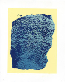 Acadia Kandora, "Fossilfuel" 2019
Humans are an eroding force. We physically shape the Earth to retrieve precious
remnants held deep within our planet’s crust.
Within my prints, I have been separating landscapes into segments based off of
geological diagrams, and have been exploring the alteration of my printing matrix
through rough physical processes such as the use of a handsaw to remove the mountain-tops within an image. These printed works specifically dig into resource
extraction and mountain top removal and tie into my interest in how the Norse mythological concept of wryd reflects upon the state of our environment. The concept of wyrd talks about fate and the power of the past upon the present in the future. The emphasis in their beliefs is not placed on a predetermined destiny but
instead upon what we chose to do with what fate has in store. I use the physical removal of material to reflect upon this decision humanity will have to make.
Alongside my prints, I am creating a mass producible faux rock collection that can
act as an aesthetic substitute in a dystopian future where there is nothing left to extract. I use everyday materials to embrace the man-made quality of the forms.