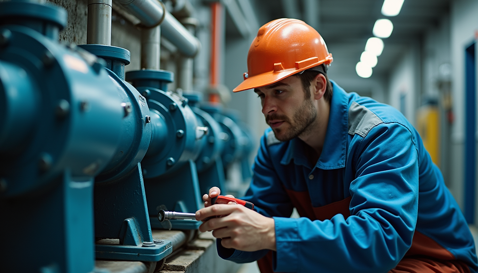       Technician inspecting water pump system for unusual noises