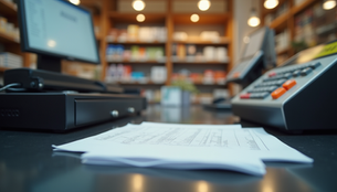 Cash register and cash flow ledger showing daily transactions