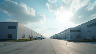 New business location with warehouses and office buildings