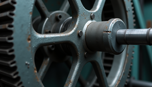 Industrial flywheel showing detailed structure and materials