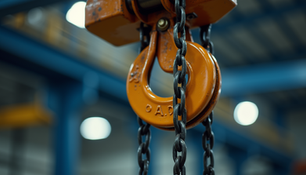 Hoist chain properly lubricated and running through sprocket