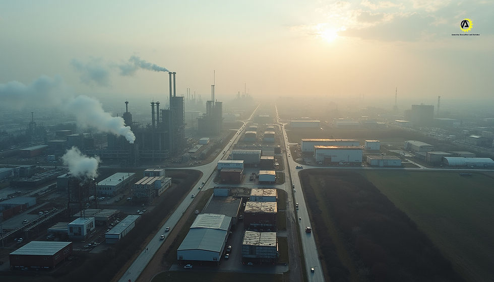 High angle view of an industrial landscape shaped by new tariffs