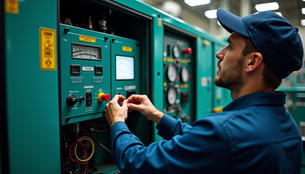 Generator control panel showing start/stop switch installation