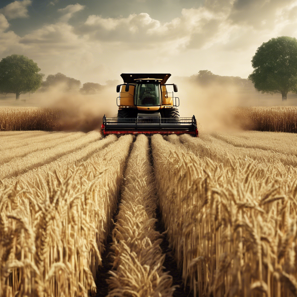 Agricultural Machine working in a land full of plantations 