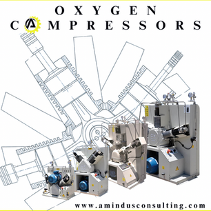 Oxygen compressors displayed in front of a schematic diagram.