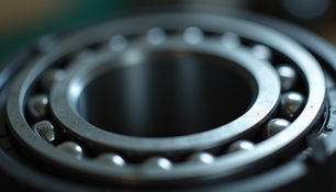 Detailed close-up of lubricated ball bearing components