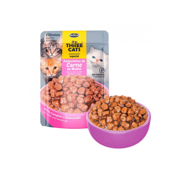 three cats sachet filhotes carne 85g