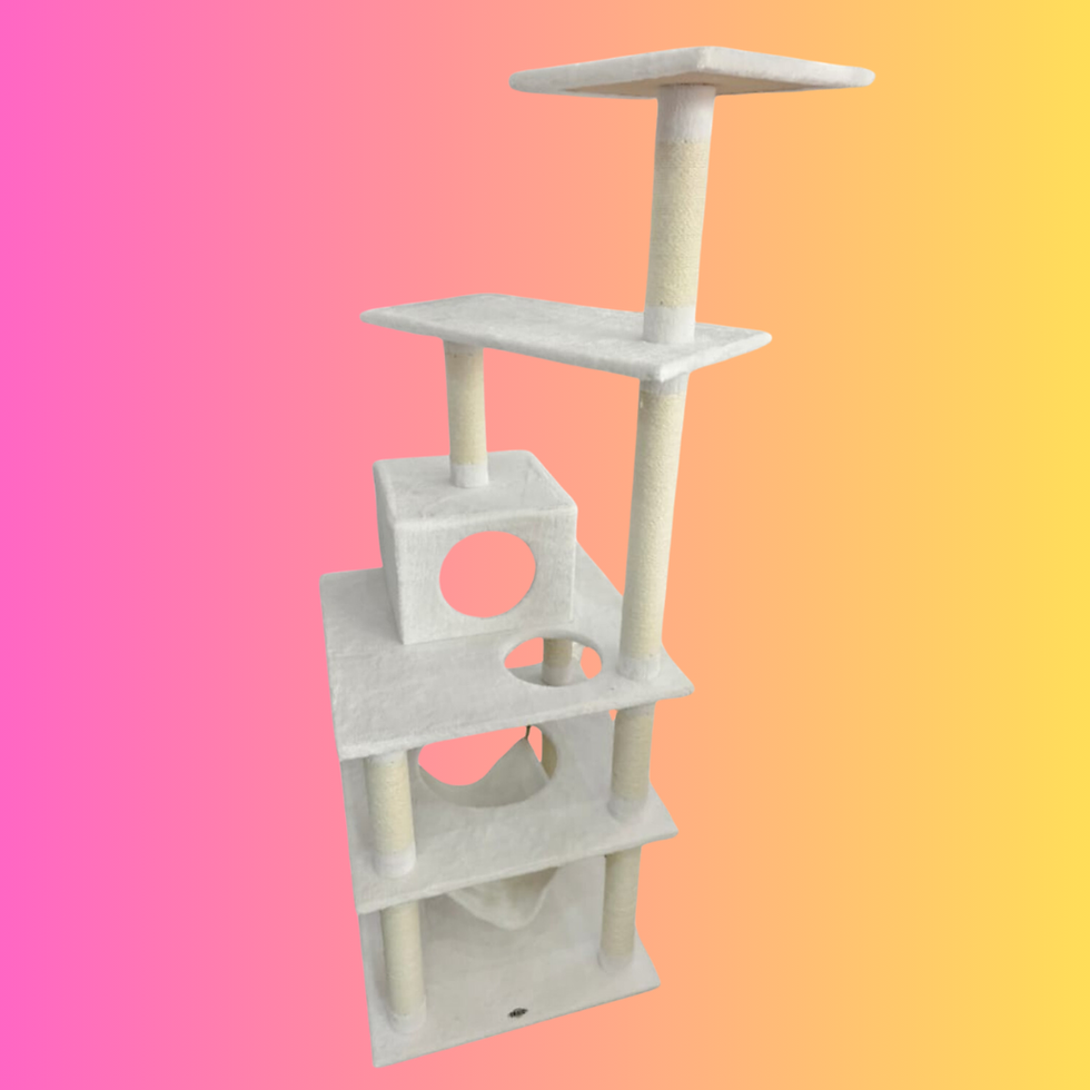 Miniatura: Torre árbol rascador gato grande gris 1.5 metros de altura