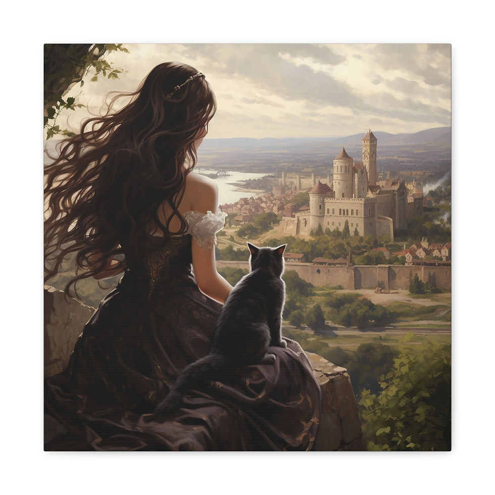 Unframed Canvas | Royal Princess & Cat with Castle