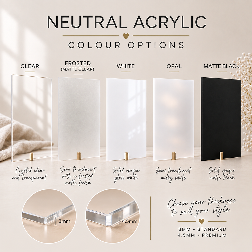 Thumbnail: neutral acrylic colour options with thicknesses