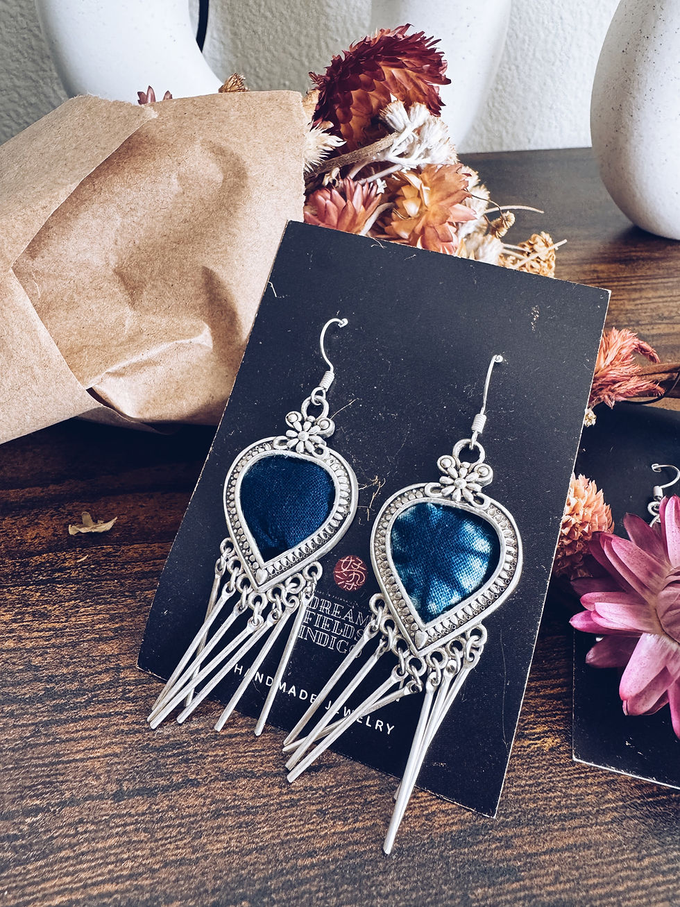 Thumbnail: Indigo-Dyed Fabric Earrings