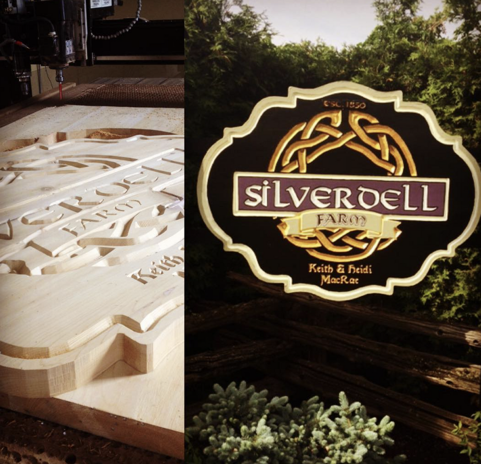 Carved sign SILVERDELL FARMS Keith & Patti Miskim PERSON SIGNS FOR YOUR CHALET OR OFFICE uMake.ca