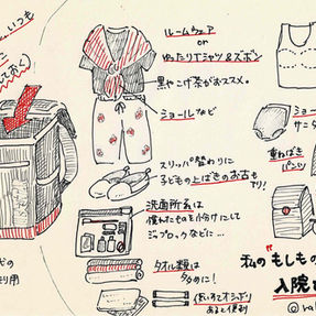 更年期の救急搬送や入院に備える入院セットのイラスト一覧